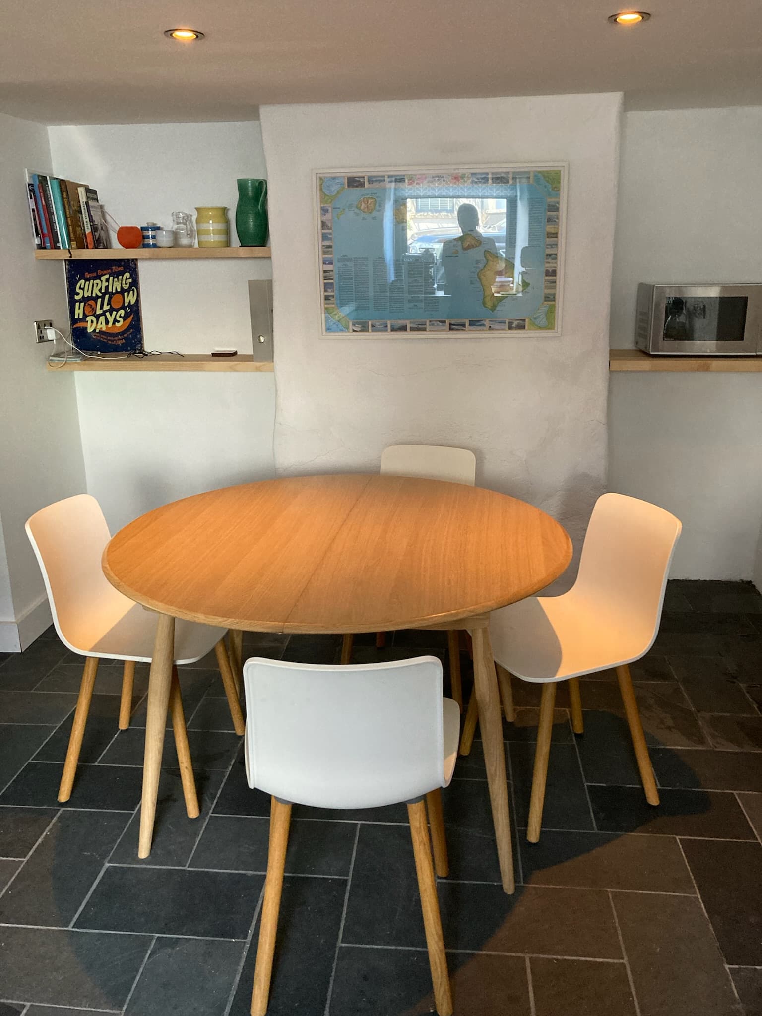 Kitchen dining area with Ercol table and Vitra chairs