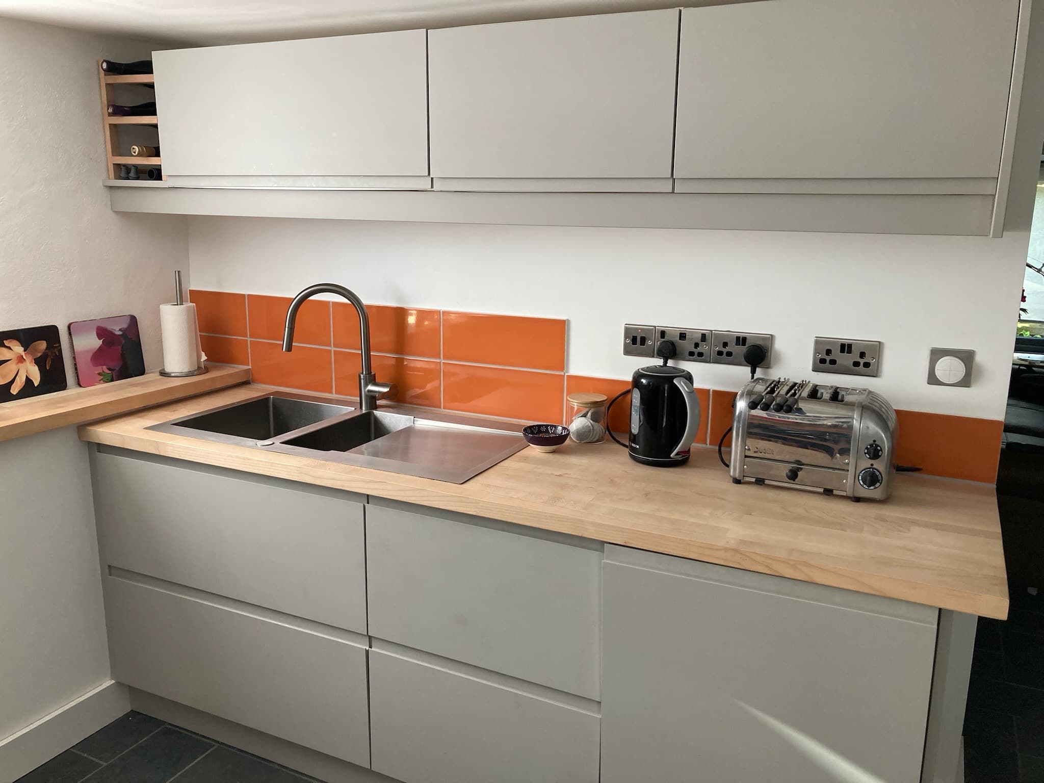 Kitchen with Dualit toaster and dishwasher