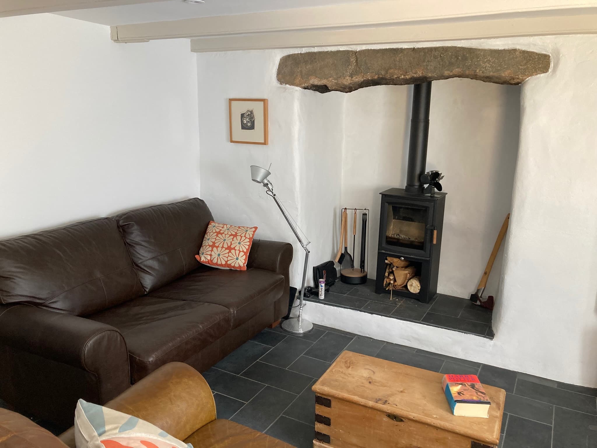 Cosy wood burner and inglenook fireplace